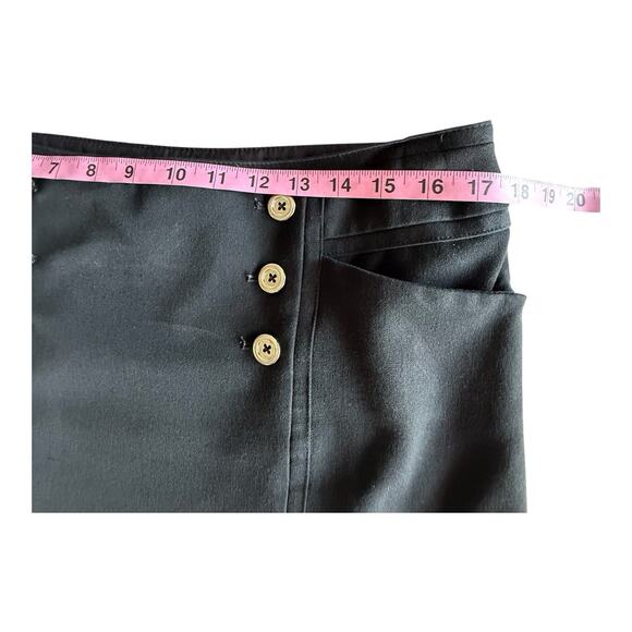White House Black Market Black Mini Skirt Sailor Front Silver Buttons Size 10 - Picture 2 of 5